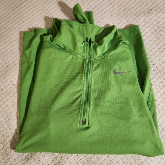 Nike Running Dri-Fit Green Long Sleeve 1/4 Zip Top Size: L - Picture 1 of 5